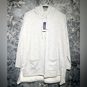 Per Se supersoft hi-Lo gray hoodie sweater sweatshirt tunic top M